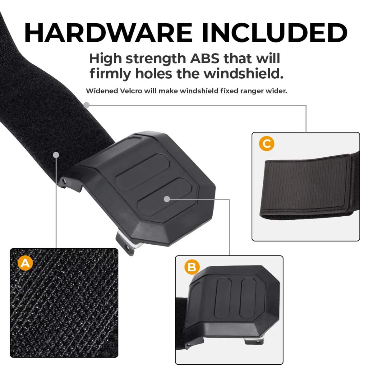 Kemimoto Polaris RZR 570 Front Full Windshield w/ 4 Black Clamps