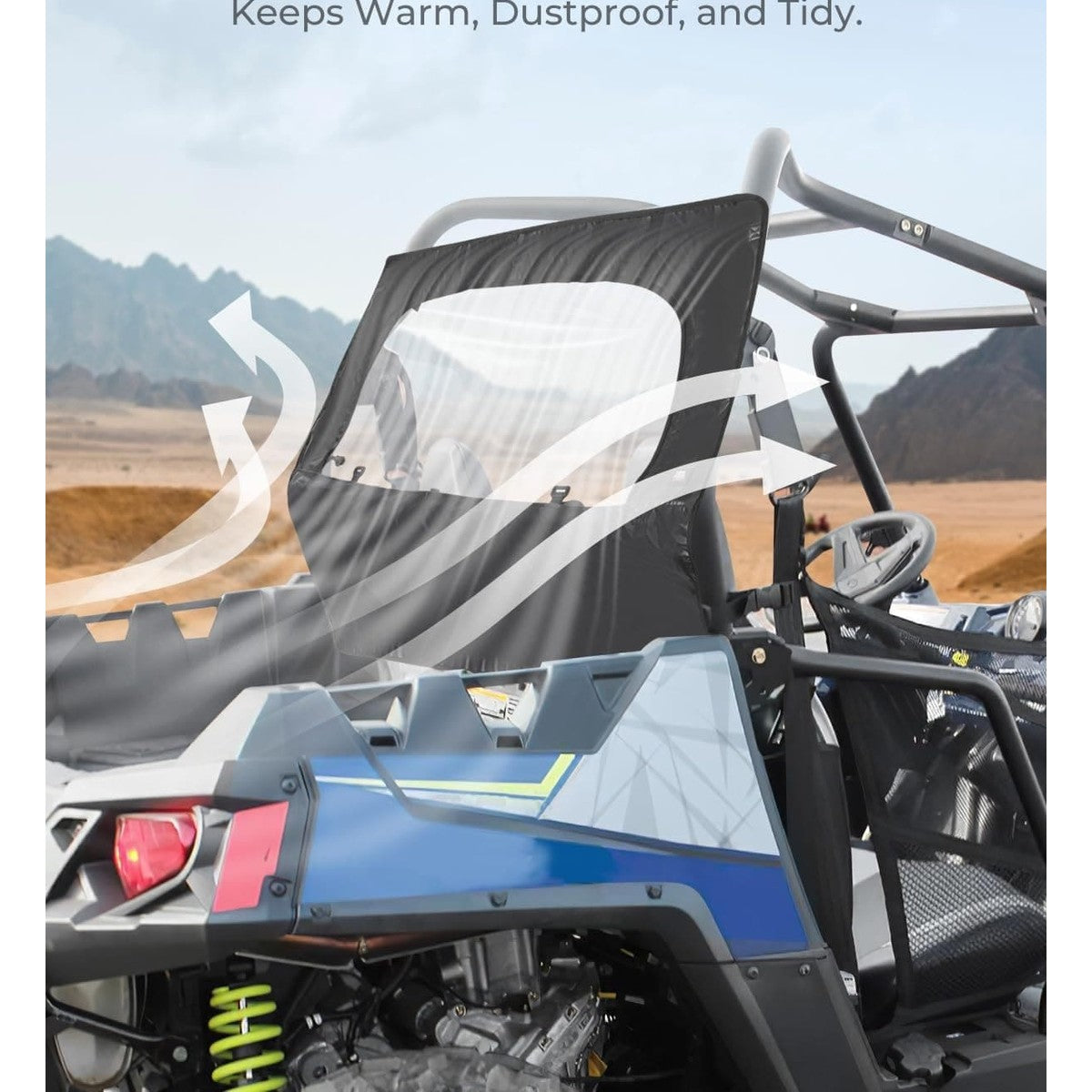 Kemimoto Polaris RZR 570 UTV Rear Windshield w/ Zipper