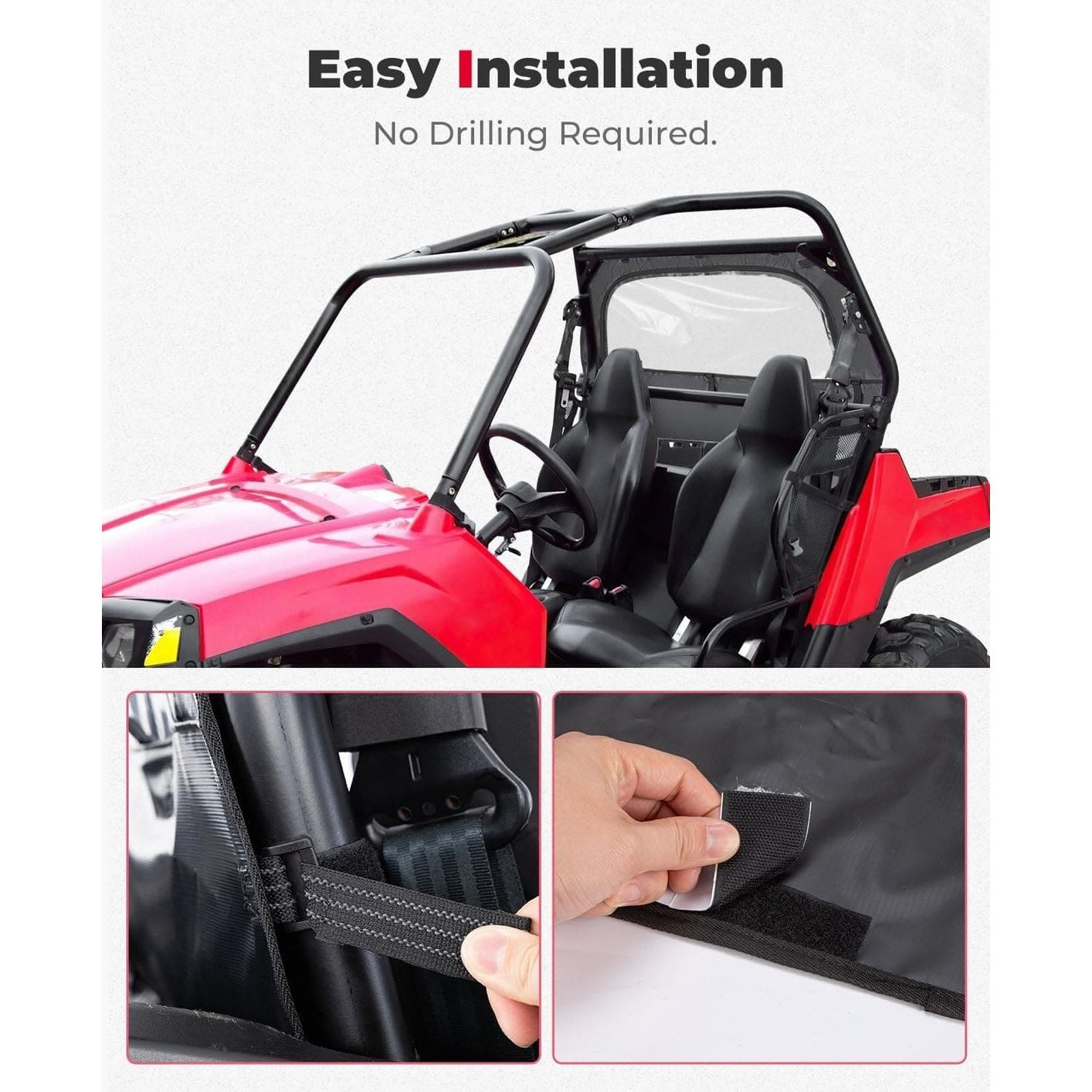 Kemimoto Polaris RZR 570 UTV Rear Windshield w/ Zipper