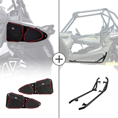 Kemimoto Polaris RZR Front Door Side Door Bags & Side Nerf Bars Rock Sliders