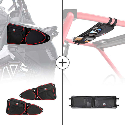 Kemimoto Polaris RZR XP 1000 Front Side Door Bags & Roof Overhead Storage Bag