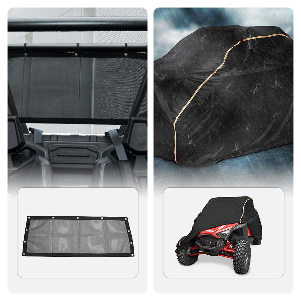 Kemimoto Polaris RZR PRO R Soft Rear Window Net & Heavy Waterproof Cover