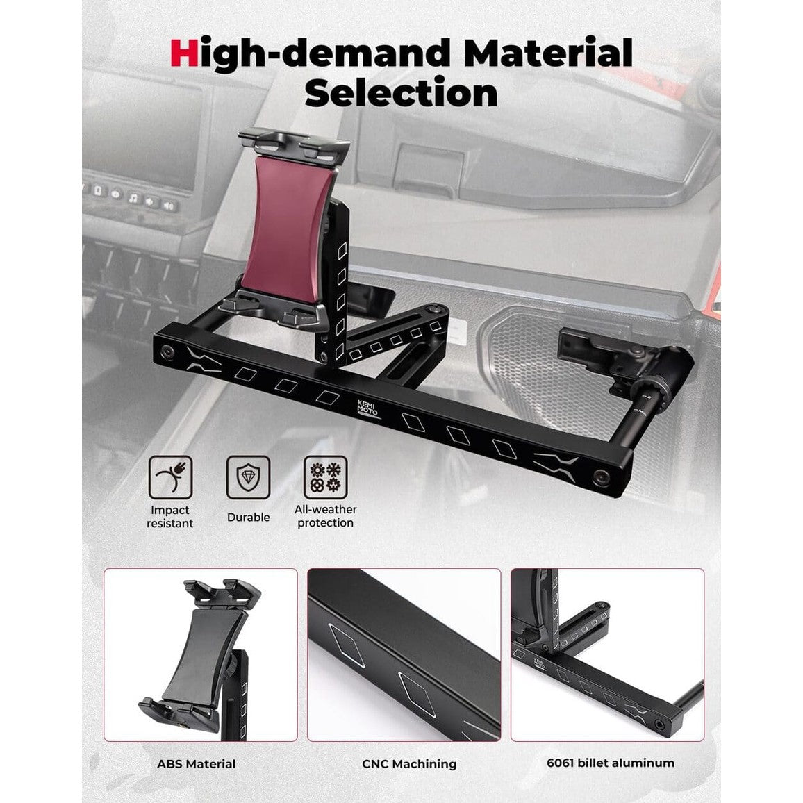 Kemimoto Polaris RZR Pro XP Electronic Device Mounts with Grab Bar