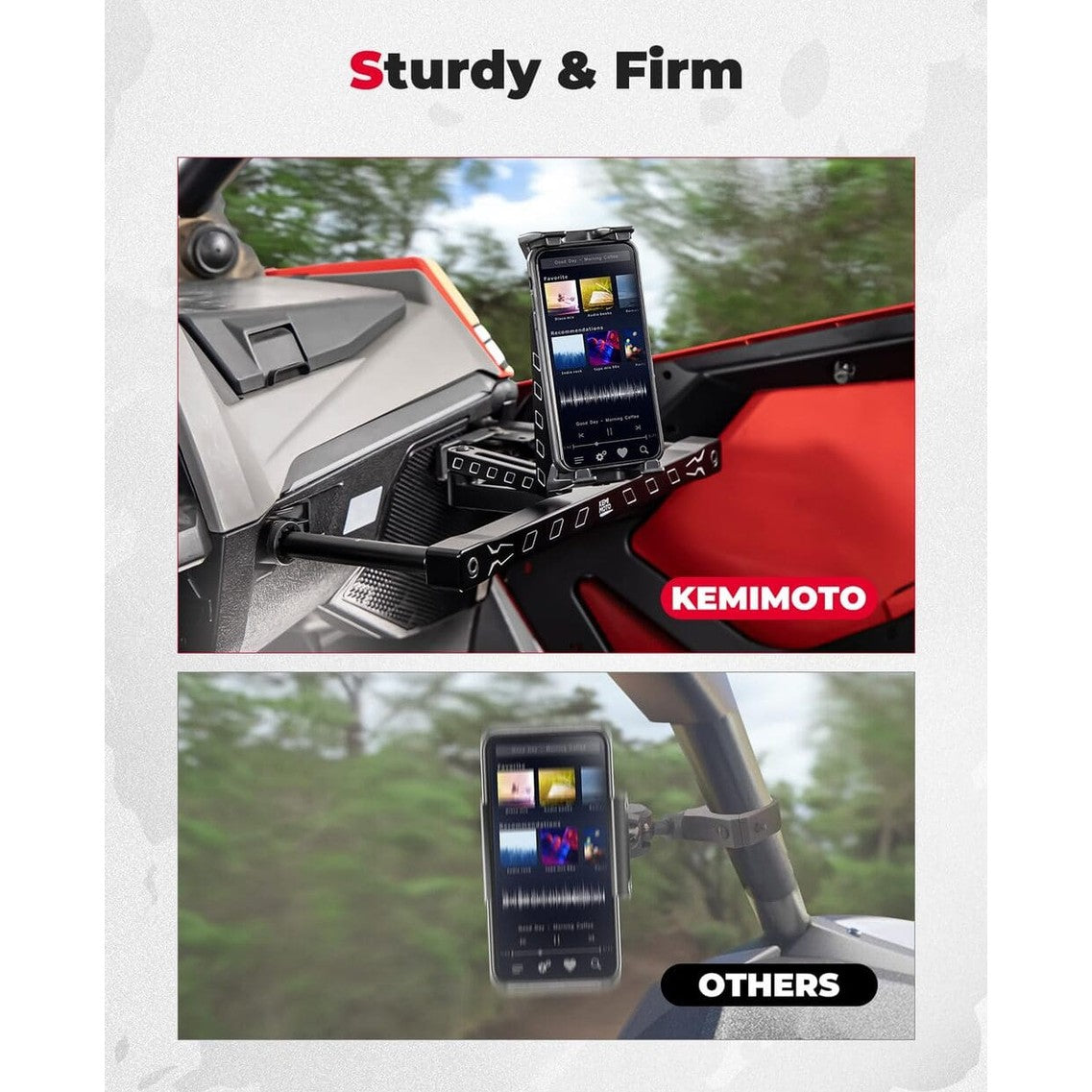 Kemimoto Polaris RZR Pro XP Electronic Device Mounts with Grab Bar