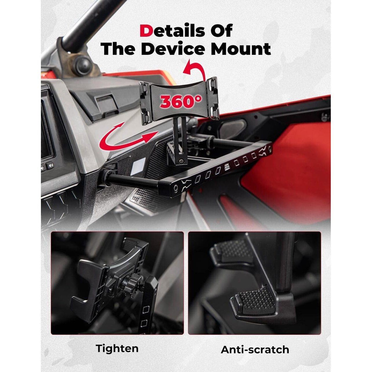 Kemimoto Polaris RZR Pro XP Electronic Device Mounts with Grab Bar