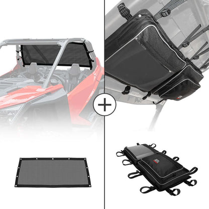 Kemimoto Polaris RZR PRO XP Soft Rear Window Net & Overhead Roof Storage Bag