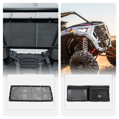 Kemimoto Polaris RZR PRO XP Soft Rear Window Net & Overhead Roof Storage Bag