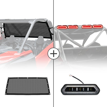 Kemimoto Polaris RZR PRO XP Soft Rear Window Net & Universal Roll Bar Tail Light