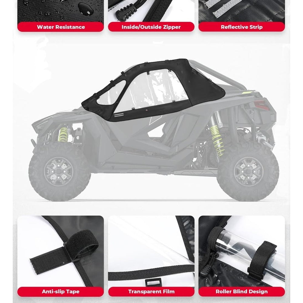 Kemimoto Polaris RZR Pro XP Soft Cab Enclosure Upper Doors - 2 Seat