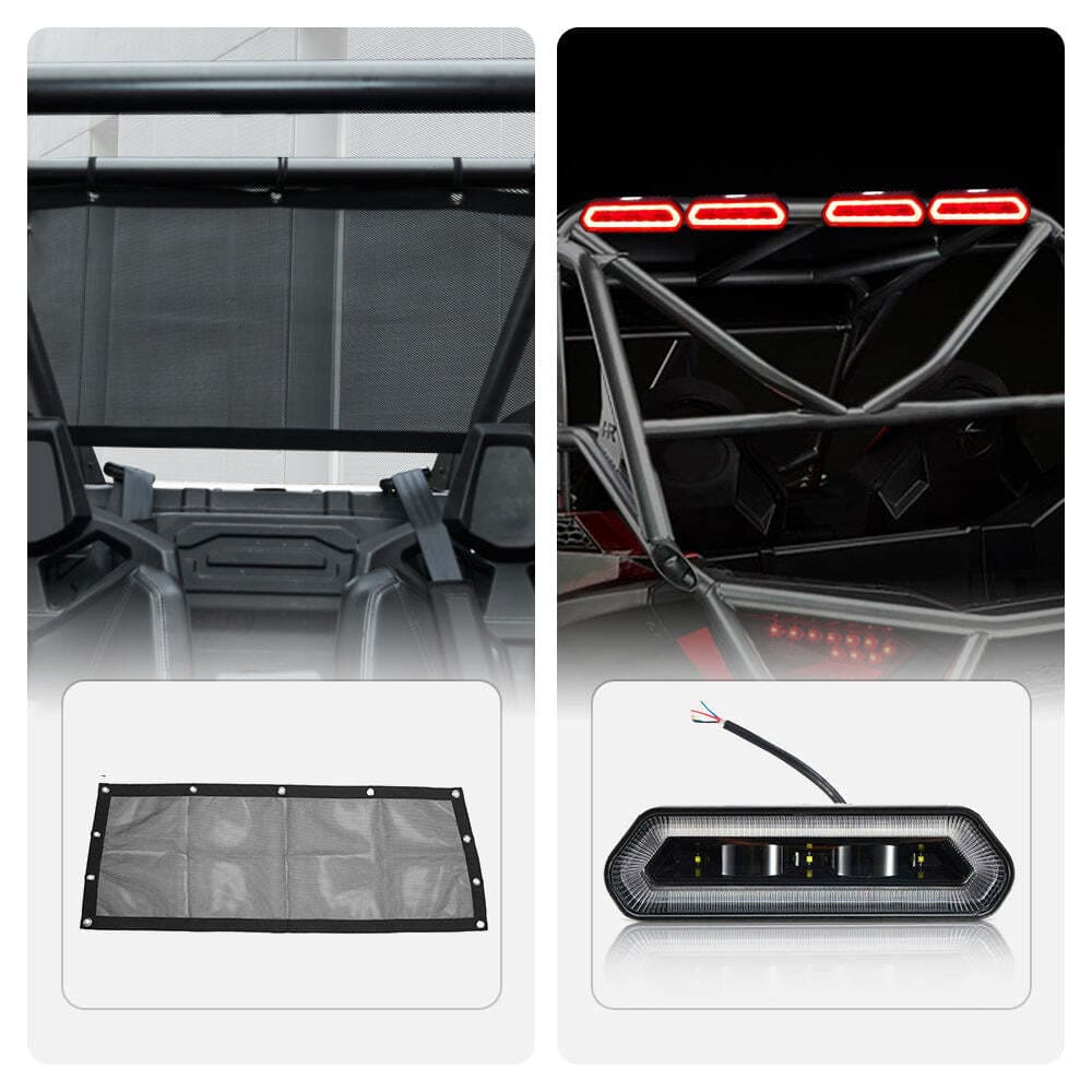 Kemimoto Polaris RZR Pro XP Universal Roll Bar Tail Light & Soft Rear Window Net