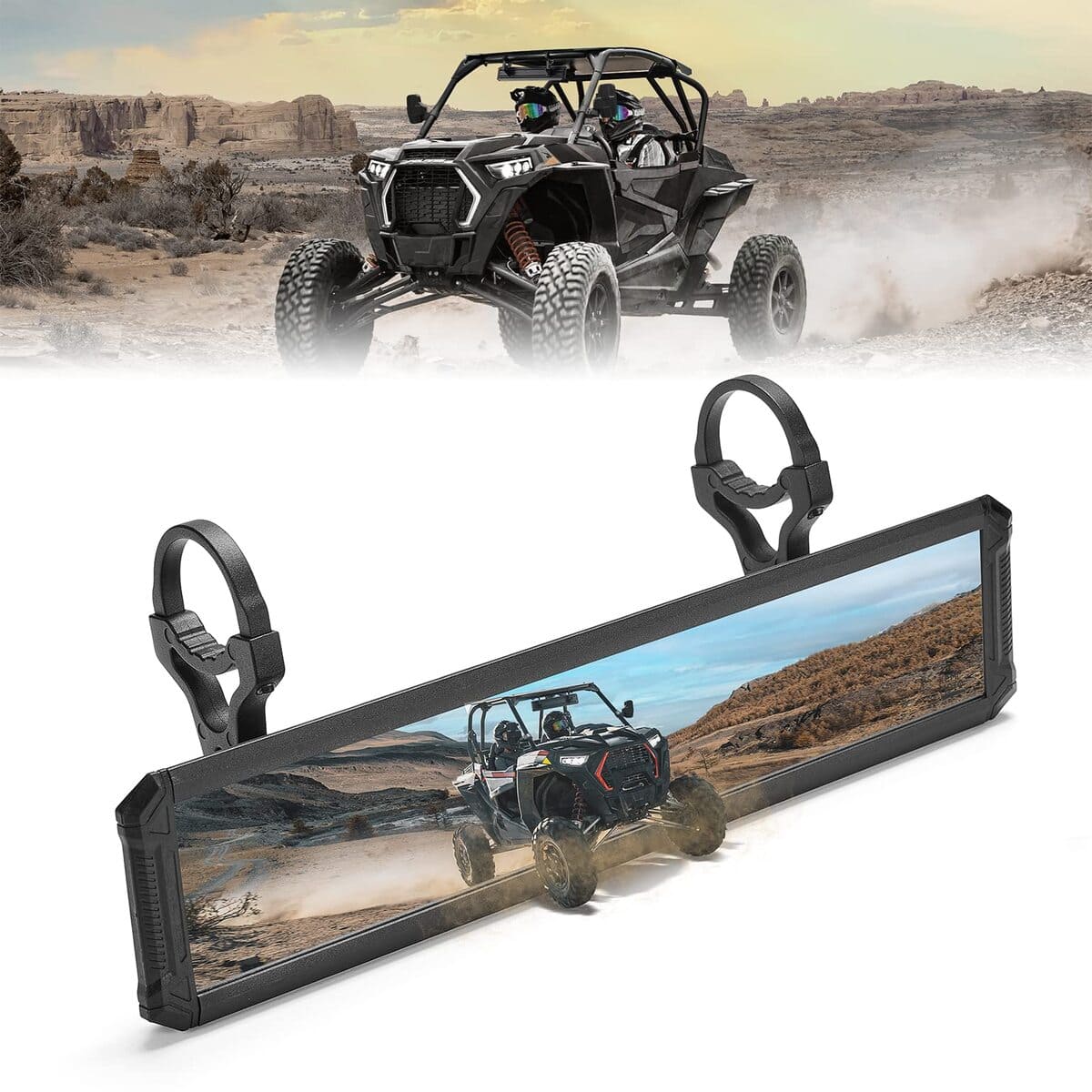 Kemimoto Polaris RZR PRO XP UTV 1.65"-2" Sturdy Gear Clamp Rear View Mirror