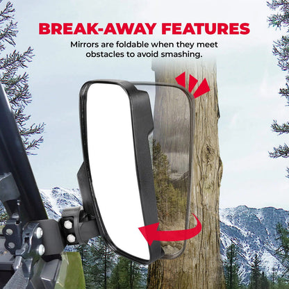 Kemimoto 10" Large UTV Side Mirrors w/ Pro-fit