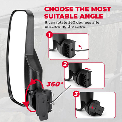 Kemimoto 10" Large UTV Side Mirrors w/ Pro-fit