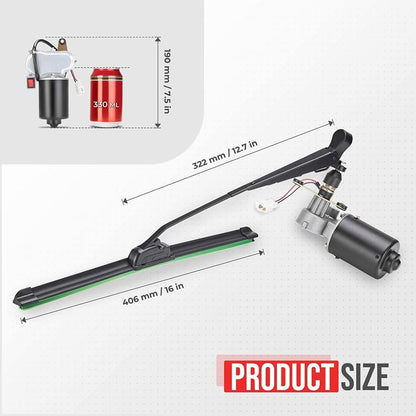 Kemimoto Polaris RZR/Ranger 12V Electric Windshield Wiper Washer Kit