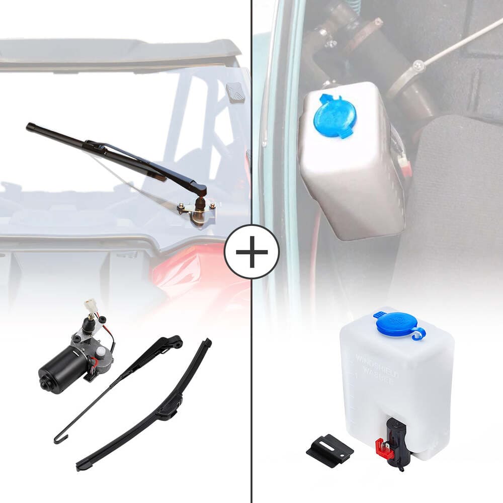 Kemimoto Polaris RZR/Ranger 12V Electric Windshield Wiper Washer Kit