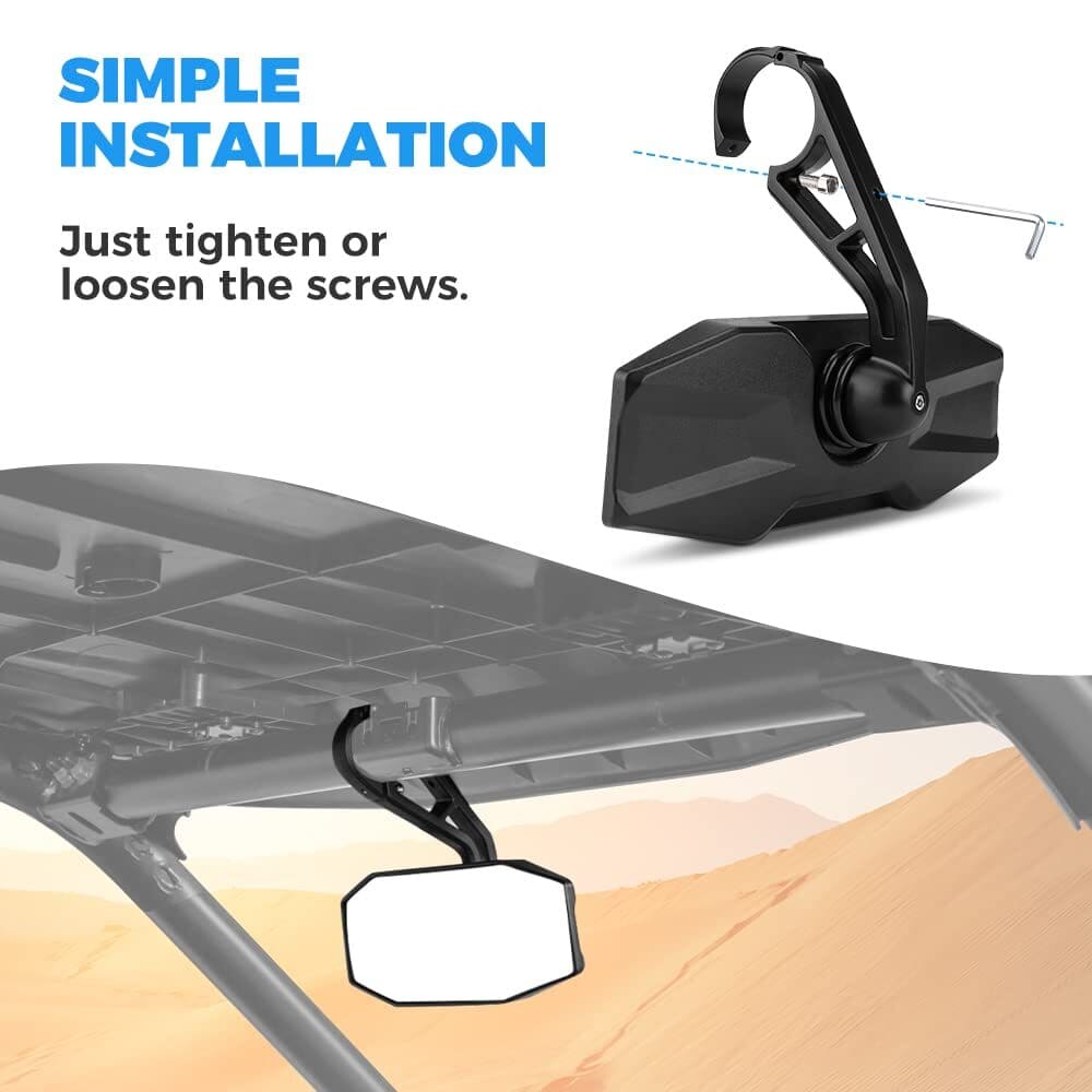 Kemimoto Polaris RZR Rear View Center Mirror for 1.75" Roll Bar
