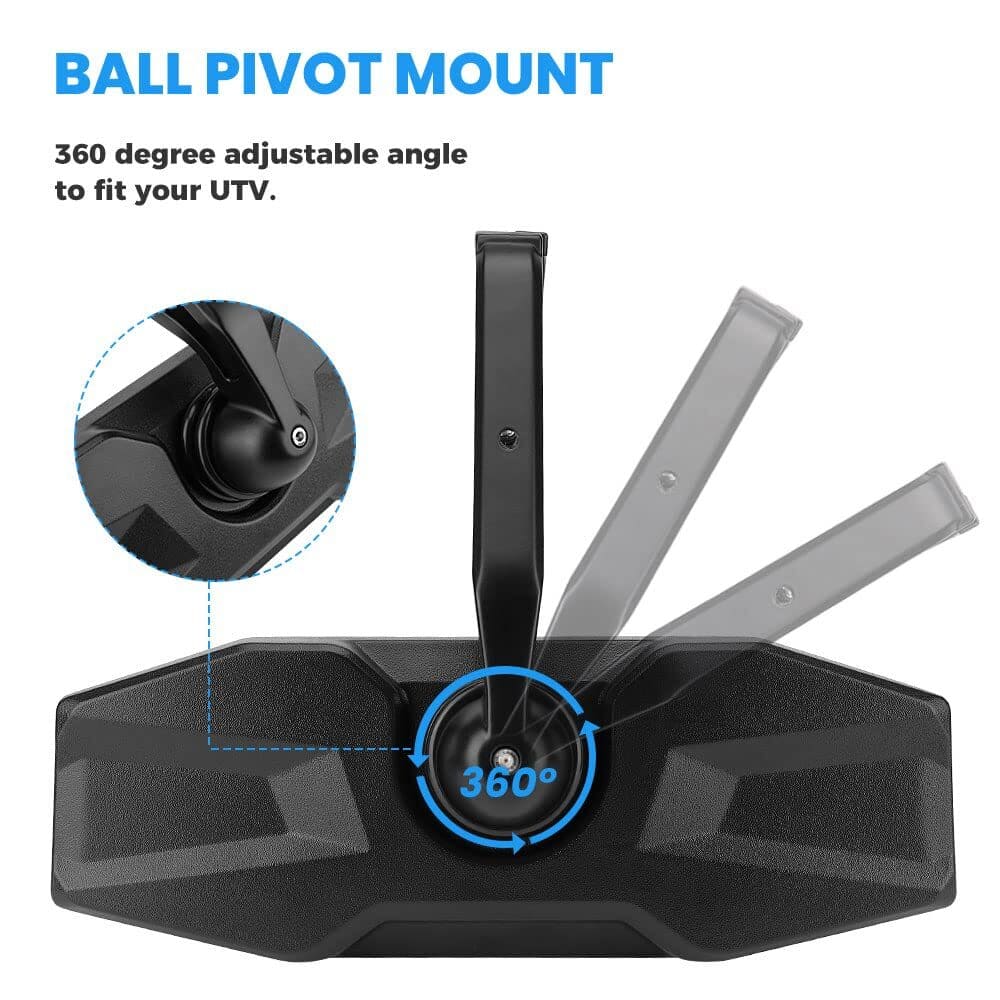Kemimoto Polaris RZR Rear View Center Mirror for 1.75" Roll Bar