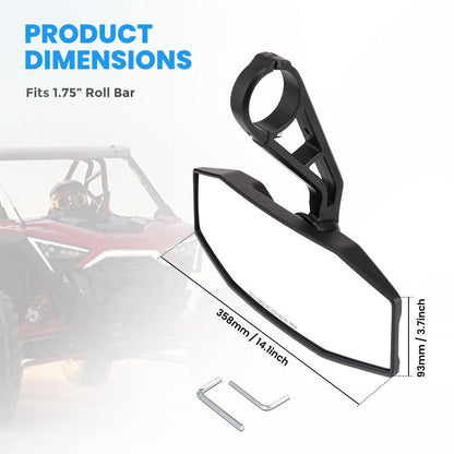 Kemimoto Polaris RZR Rear View Center Mirror for 1.75" Roll Bar