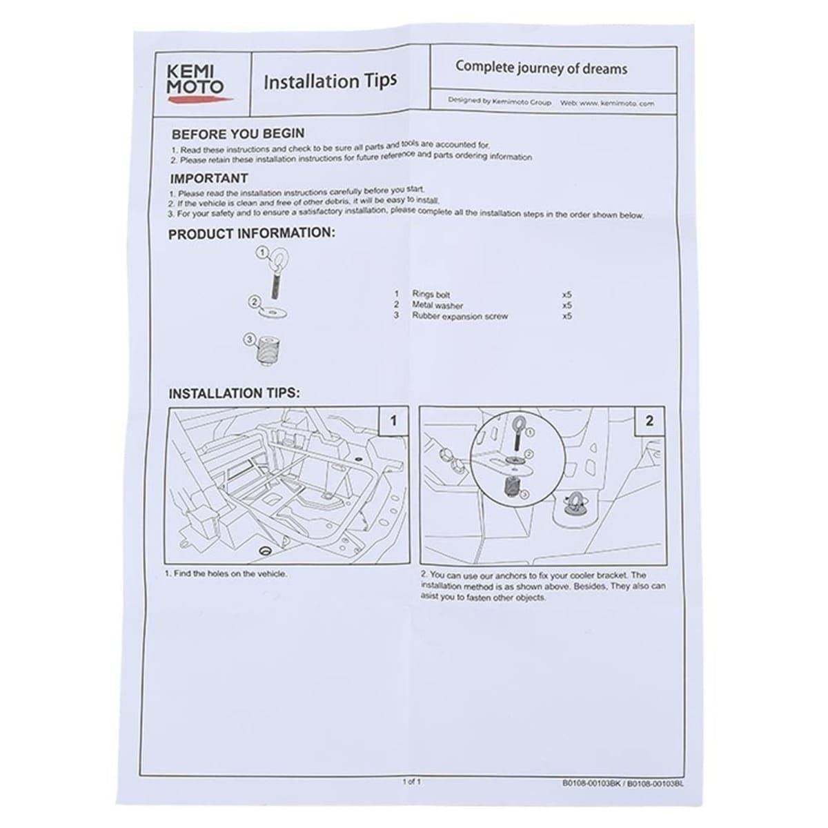 Kemimoto Polaris RZR Upgrade ATV Tie Down Anchors
