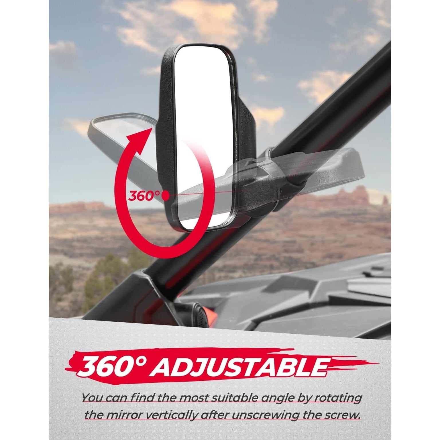 Kemimoto Polaris RZR UTV "1.75"-2" Side View High Impact Convex Mirror