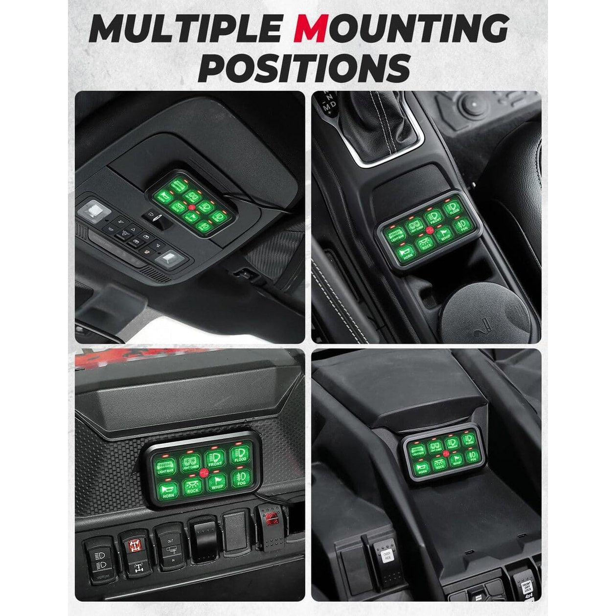 Kemimoto Polaris RZR UTV 12-24V 8 Gang Switch Panel