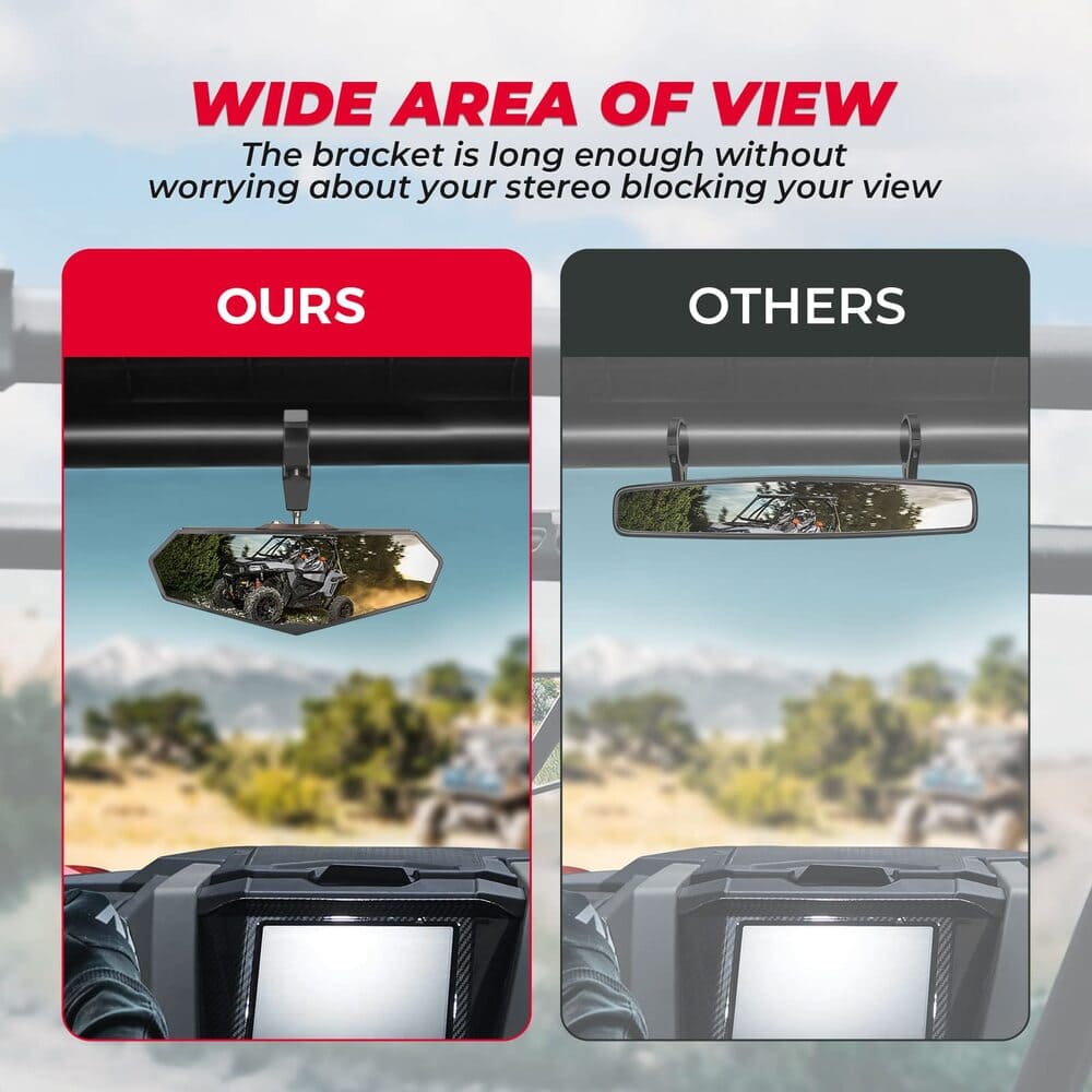 Kemimoto Polaris RZR XP 1000 1.6"-2" Roll Bar Cages UTV Rear View Mirror