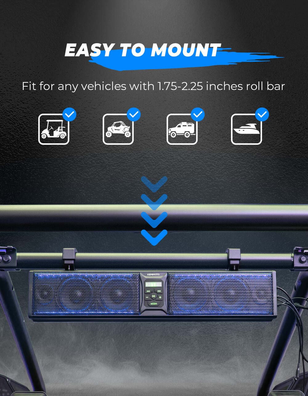 Kemimoto 6 Speaker 26" RGB Bluetooth Sound Bar