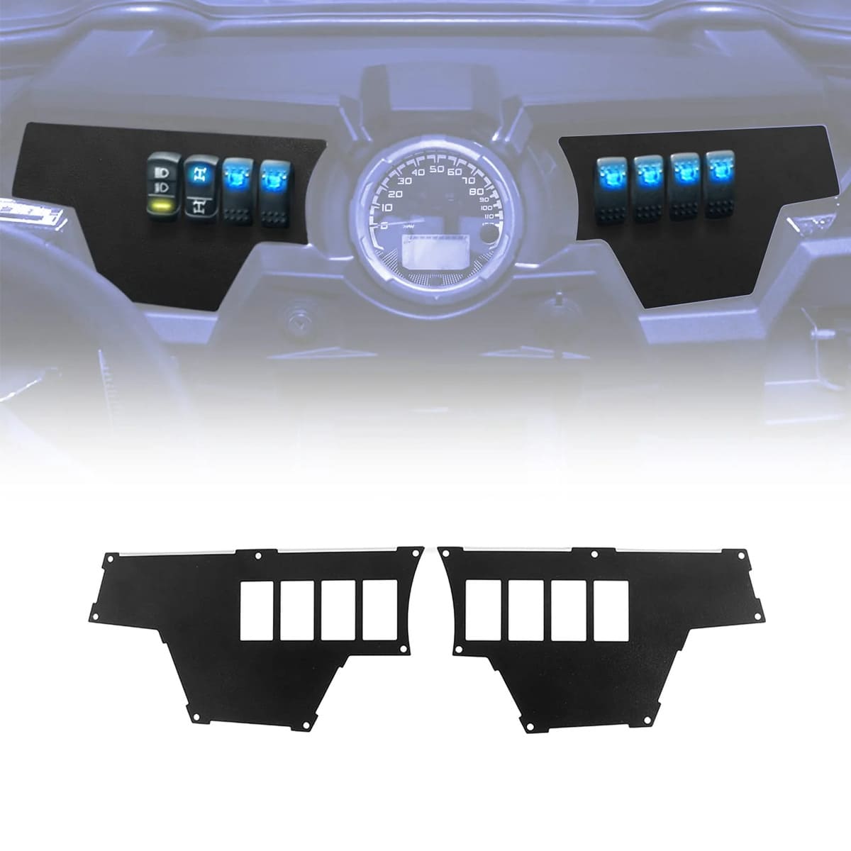 Kemimoto Polaris RZR XP 1000 8 Switch Aluminum Dash Panel - 2 Set