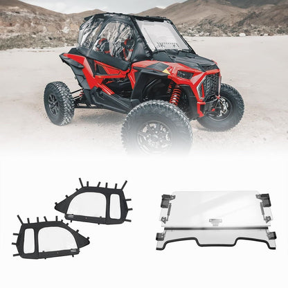 Kemimoto Polaris RZR XP 1000 Cab Enclosures 2 Soft Upper Doors 3-in-1 Flip Windshield