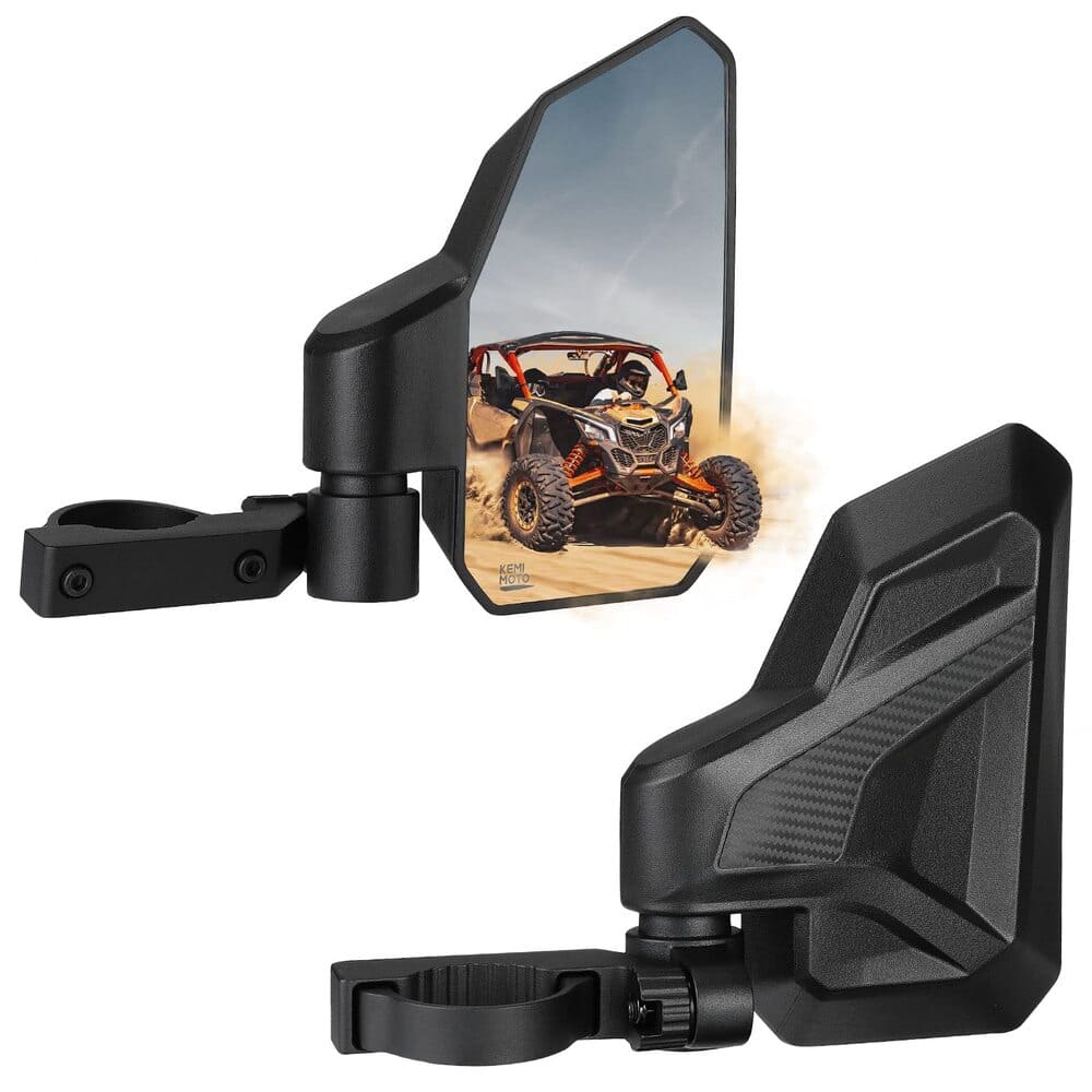 Kemimoto Polaris RZR XP 1000 Fit 1.6"-2" Roll Bar UTV Side Mirrors w/ Windshield