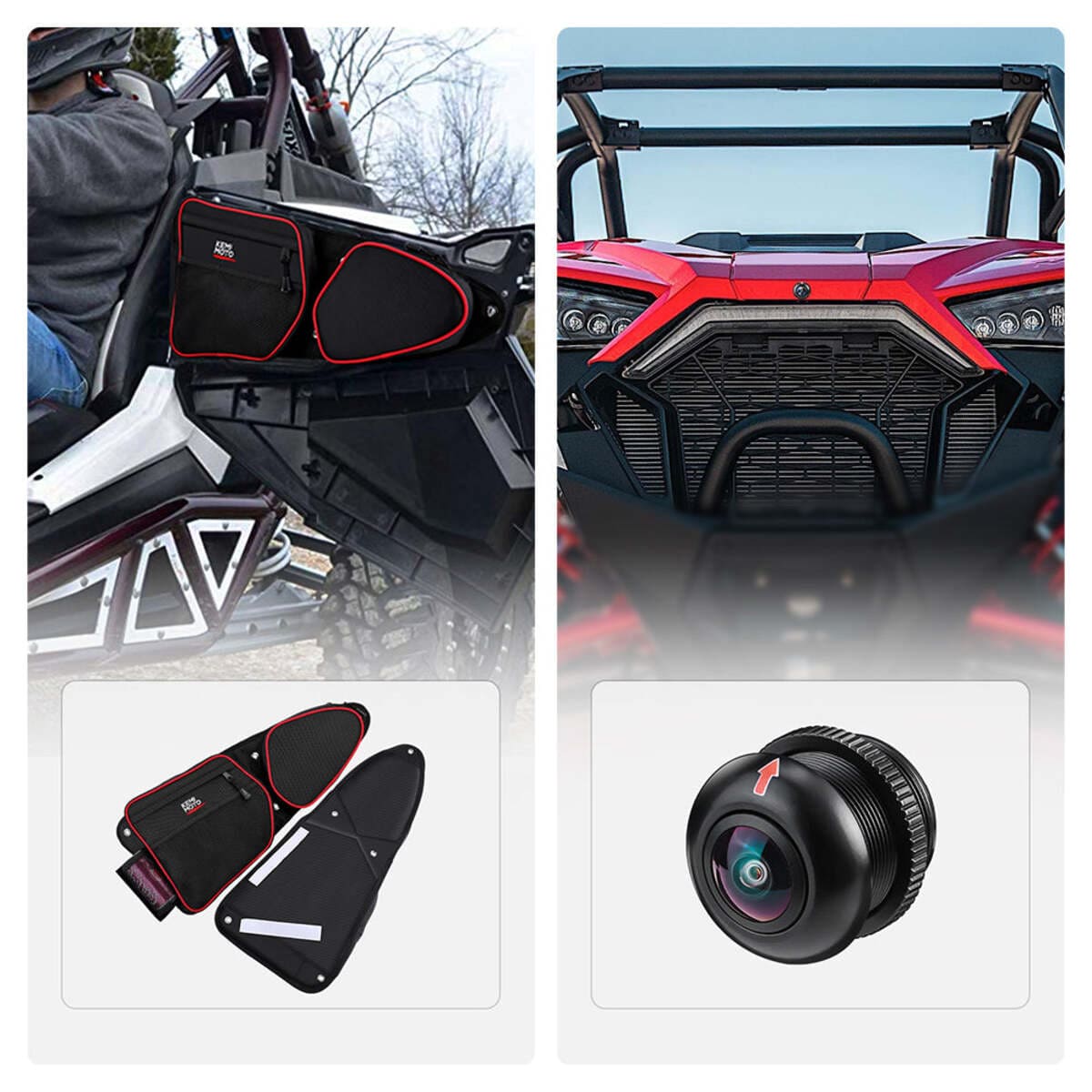 Kemimoto Polaris RZR XP 1000 Front Side Door Bags & Front Camera