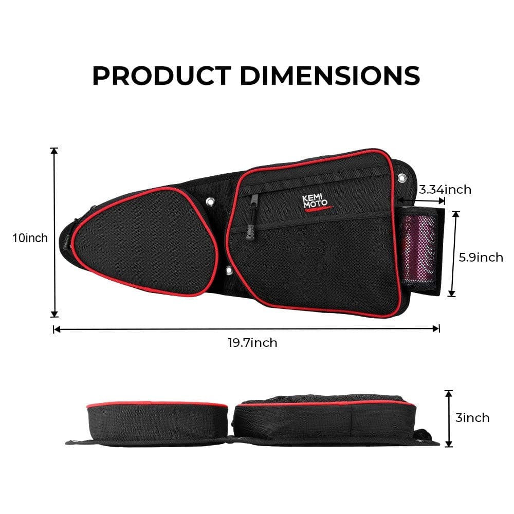 Kemimoto Polaris RZR XP 1000 Front Side Door Bags with Knee Pad