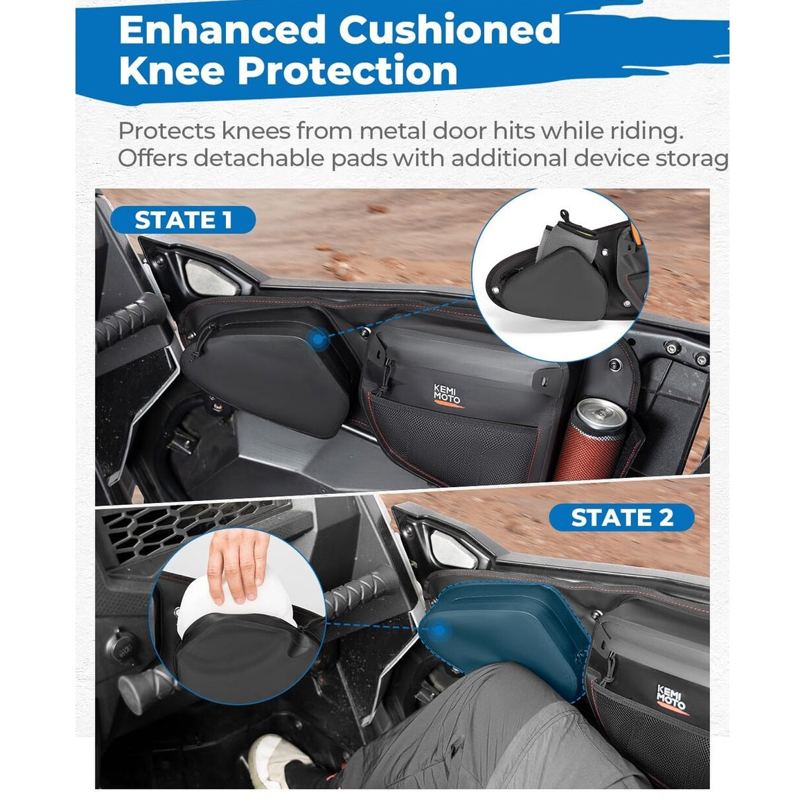 Kemimoto '14-'23 Polaris RZR XP 1000 TPU New Fabric IPX6 Door Bags
