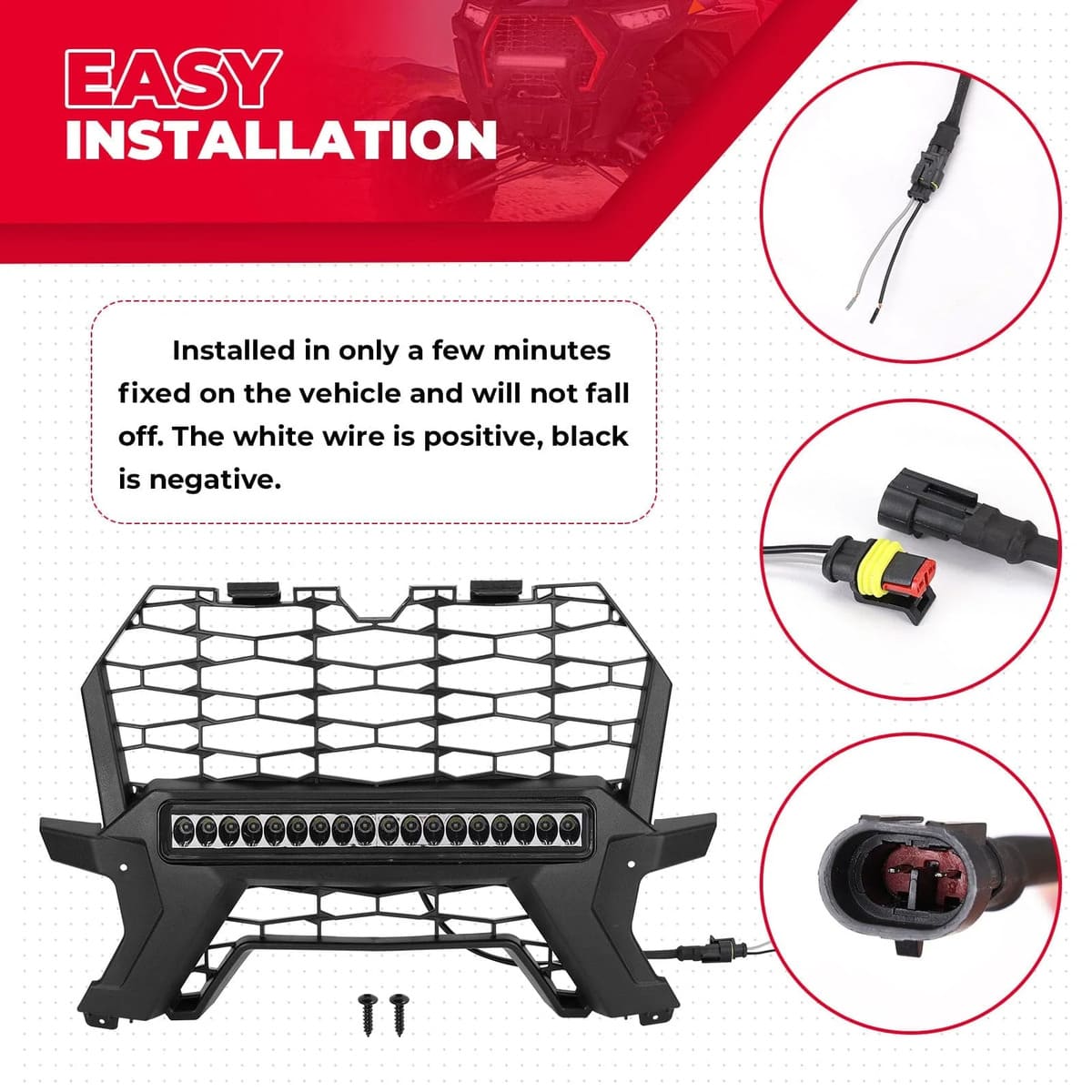 Kemimoto Polaris RZR XP 1000 Front Lower Mesh Grill Radiator Guards