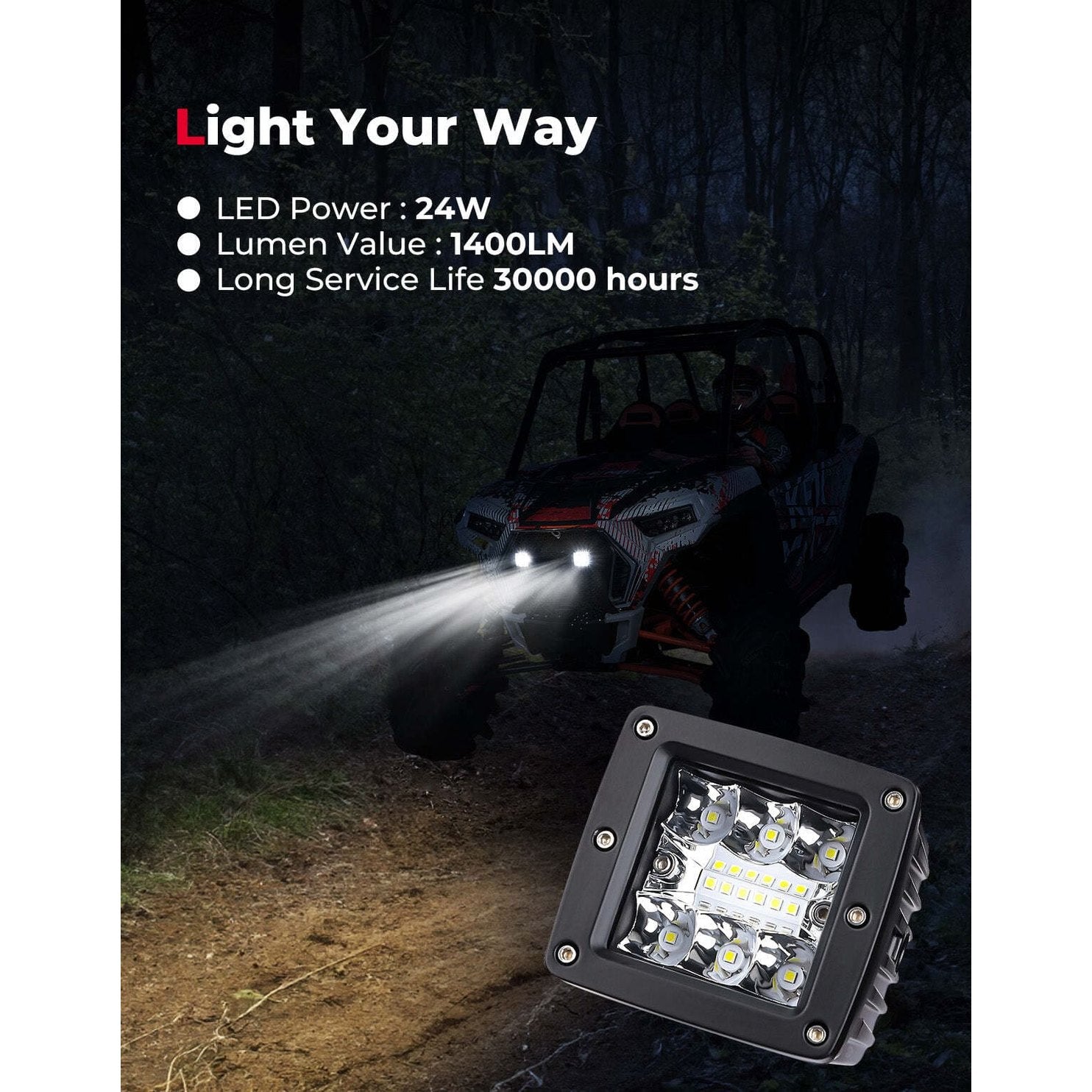 Kemimoto Polaris RZR XP 1000 UTV Metal Front Grill Light