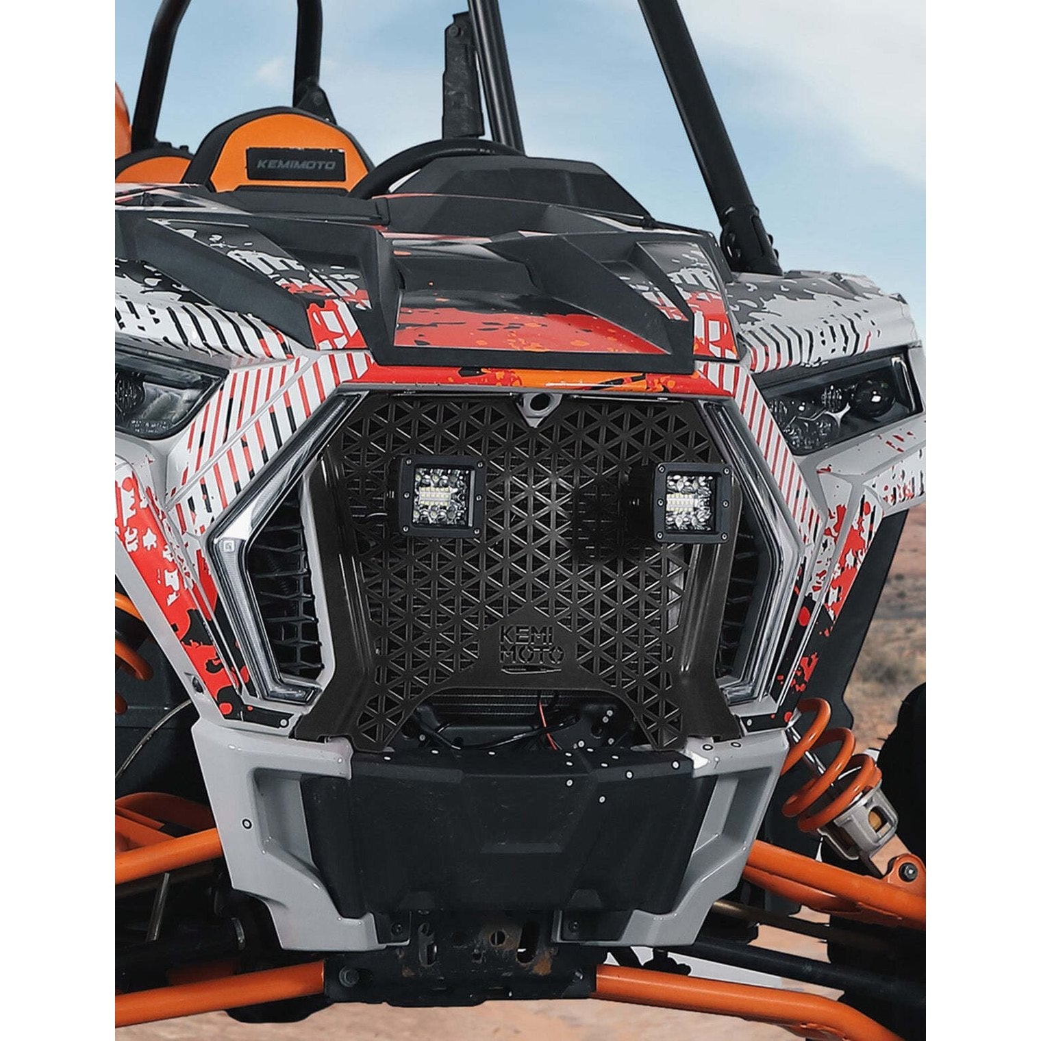Kemimoto Polaris RZR XP 1000 UTV Metal Front Grill Light