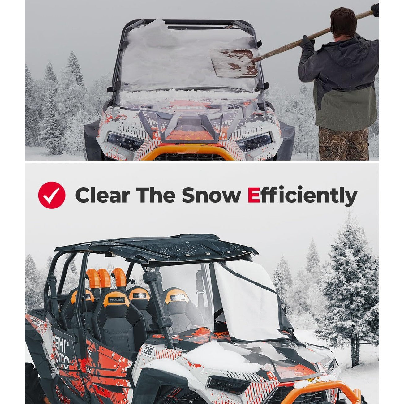 Kemimoto Polaris RZR XP 1000 Windshield Cover for Ice & Snow