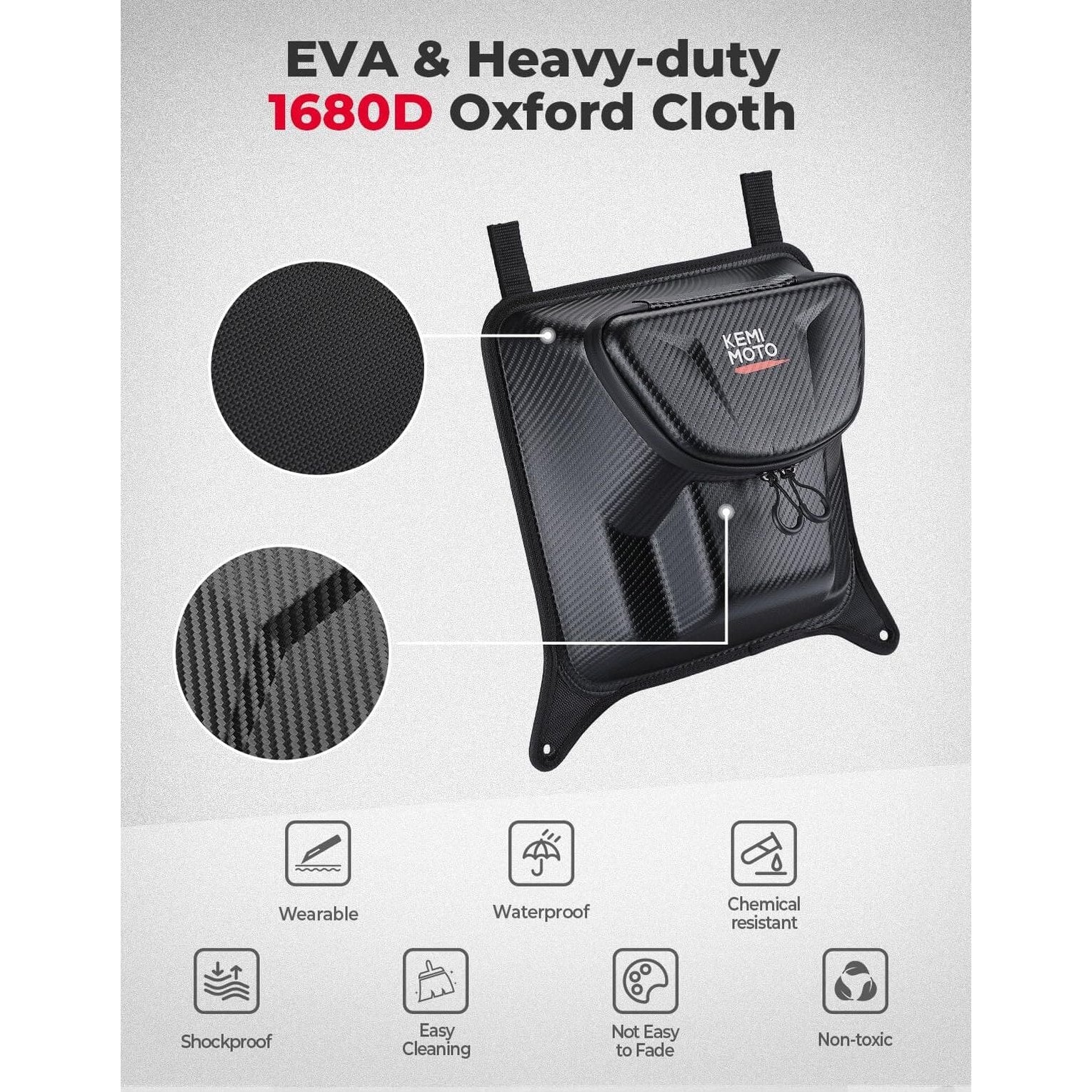 Kemimoto Polaris RZR XP 1000 Upgraded EVA UTV Center Storage Bag with PVC Zippers