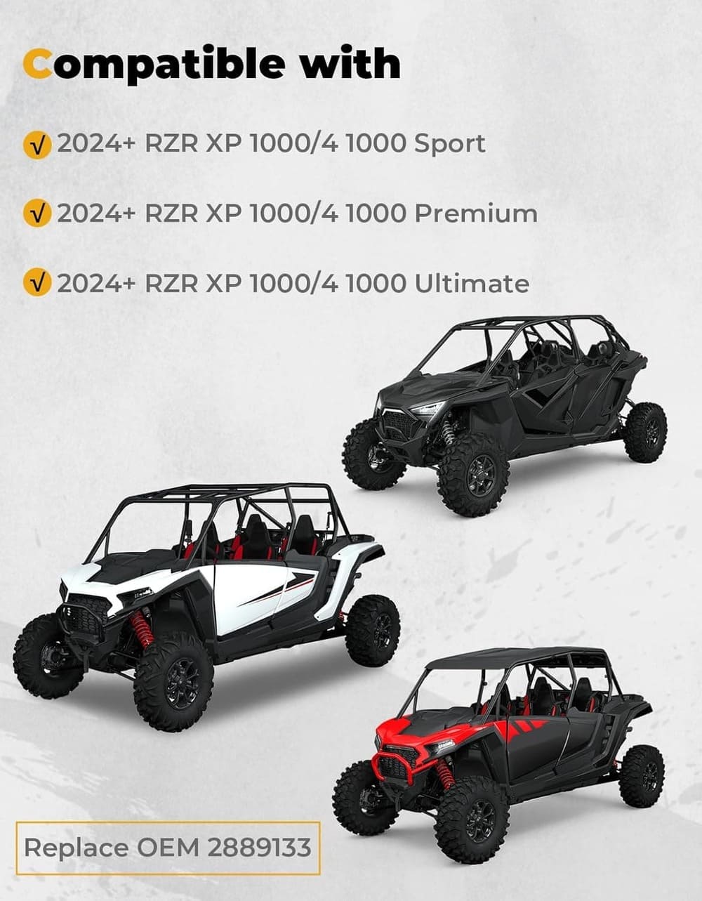 Kemimoto 24+ Polaris RZR XP 1000 Extended 8.5" Fender Flares 4Pcs