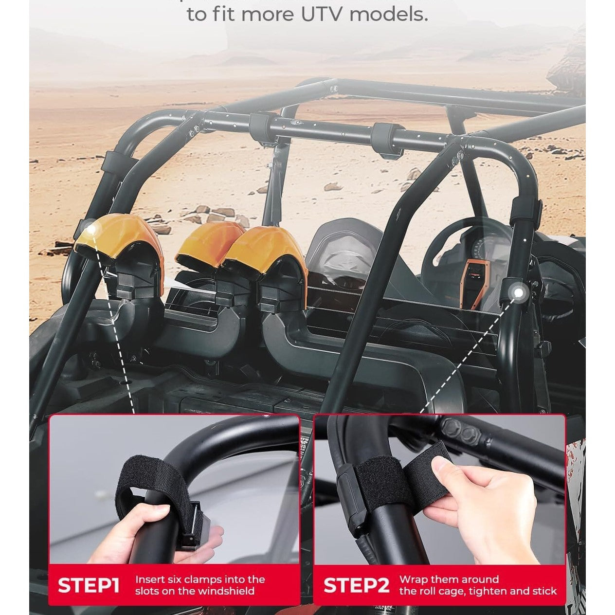 Kemimoto Polaris RZR XP 4 1000 Heavy Duty Rear Windshield - 4 Seater