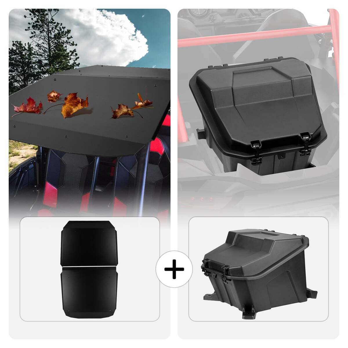 Kemimoto Polaris RZR XP 4 Turbo Aluminum Roof & Black Cargo Box