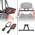 Kemimoto Polaris RZR XP Turbo Side Rear View Mirrors & Spare Tire Carrier Mount