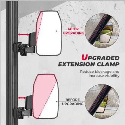 Kemimoto Polaris Ranger XP 1000 Upgraded UTV Wider Pro-Fit Side Mirrors - 1 Pair