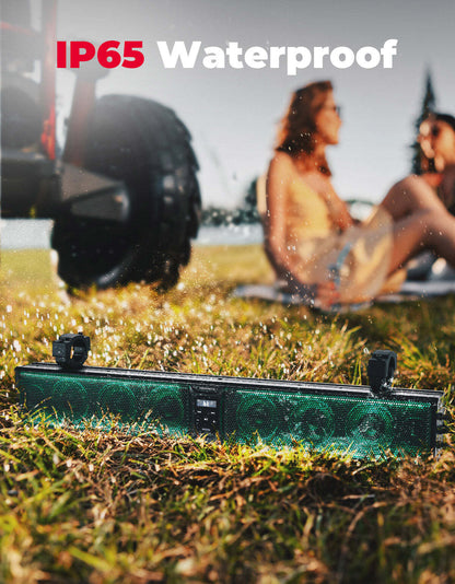 Kemimoto RGB UTV Bluetooth Sound Bar 1.75''-2.25'' Roll Bar 33" 8-Speaker