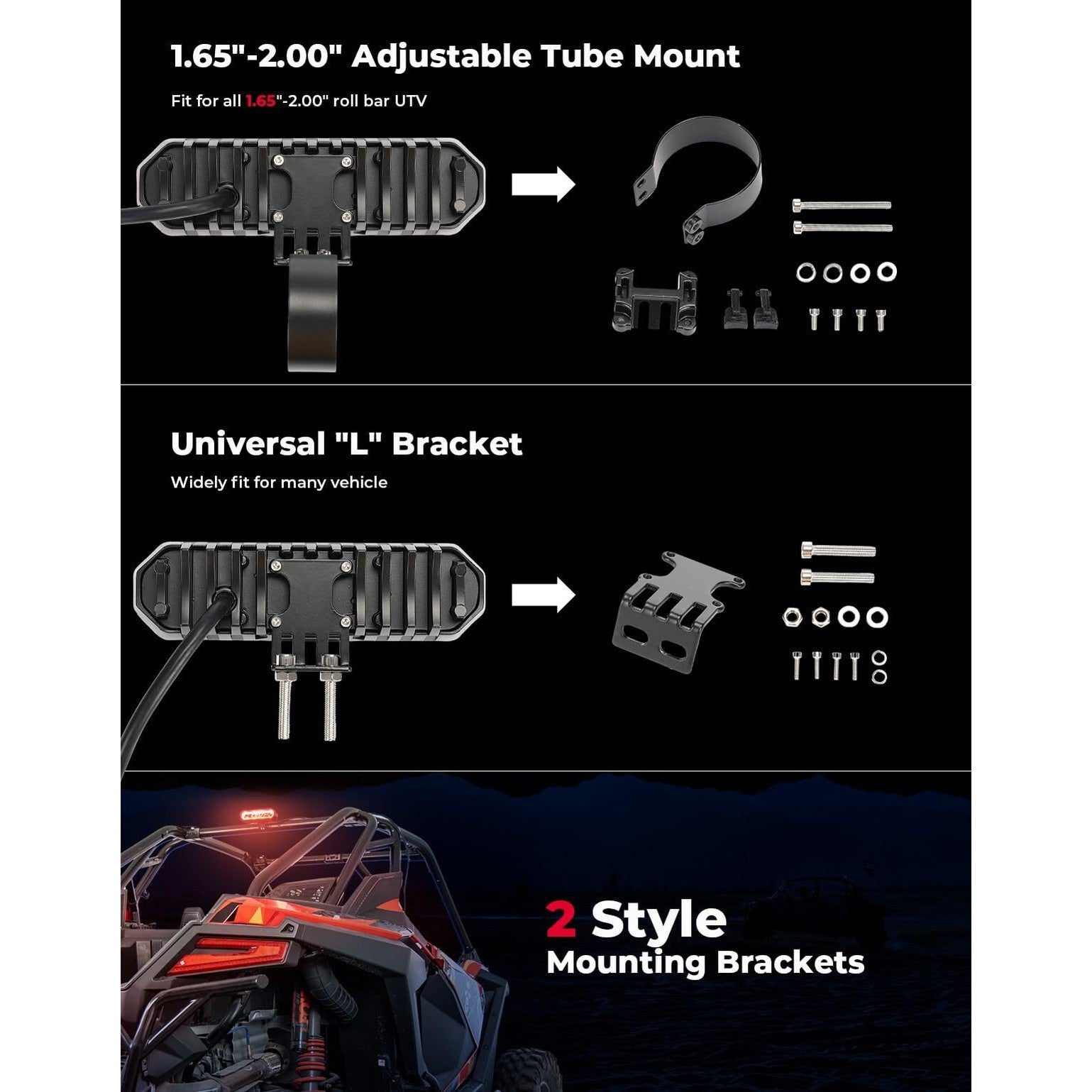 Kemimoto Can-Am Maverick X3 UTV Universial LED Chase Brake Tail Lights