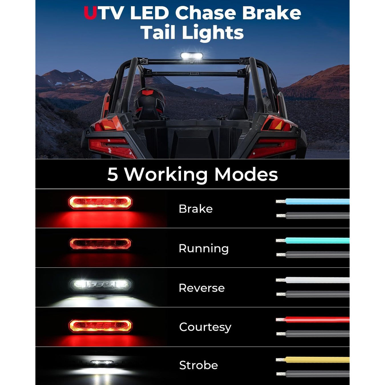 Kemimoto Can-Am Maverick X3 UTV Universial LED Chase Brake Tail Lights