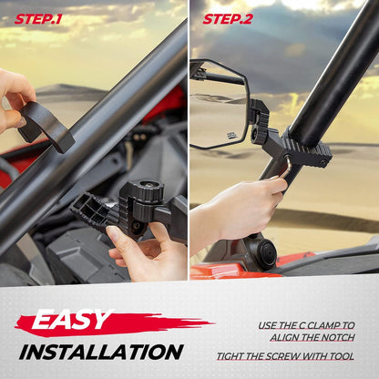 Kemimoto UTV Side Mirrors for 1.65"-2" Roll Bar