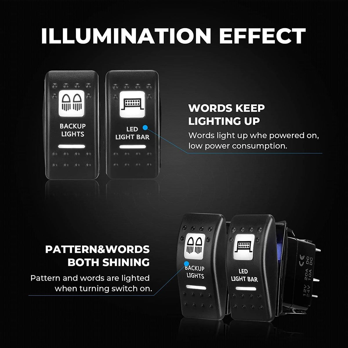 Kemimoto 2Pcs Whip Light & Flag Mount & 12V Switch On-off Spiral Whip Light Set