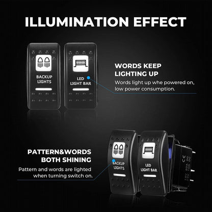 Kemimoto 2Pcs Whip Light & Flag Mount & 12V Switch On-off Spiral Whip Light Set