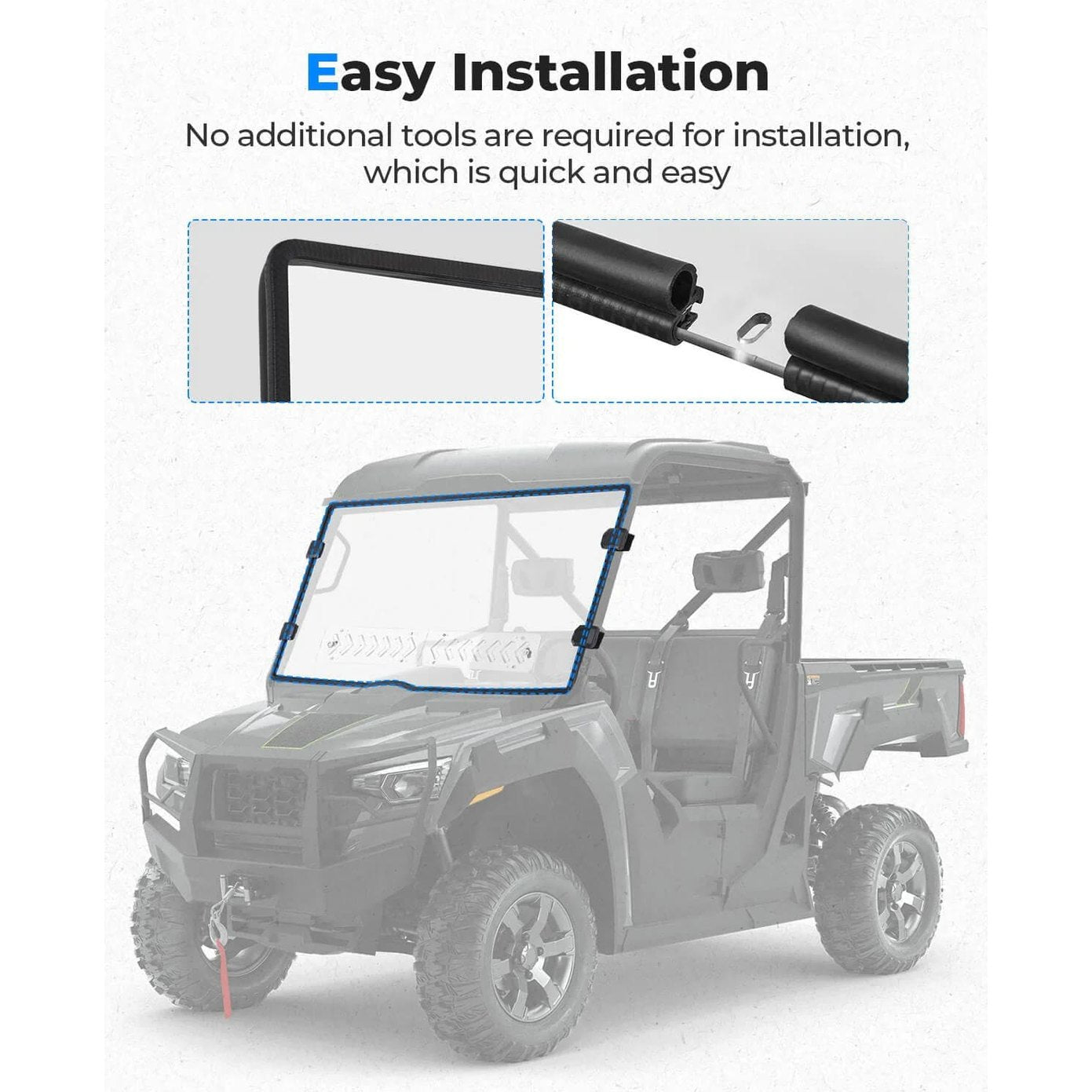 Kemimoto Tracker 800SX & Arctic Cat Prowler Pro Vented Front Full Windshield